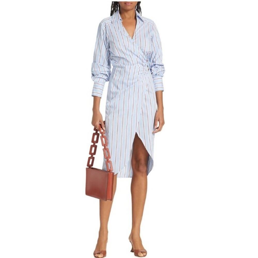 Veronica Beard Blue stripe Afton Wrap Shirt Dresss size 12